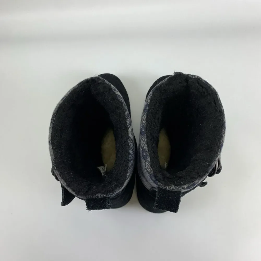 BOGO Bearpaw Rebecca Boots Pull On Winter Black Suede Wool Sheepskin‎ Womens 6